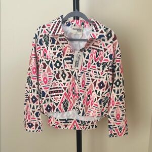 Savannah JaneCorduroy Button Down Shirt Jacket - Aztec Print Sz S NWT